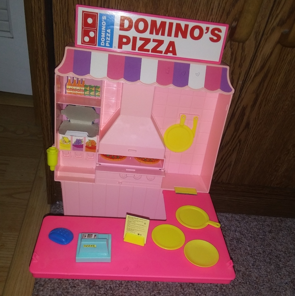Vintage 1993 Barbie Doll Domino's Pizza Parlor Stand Shop Play Set